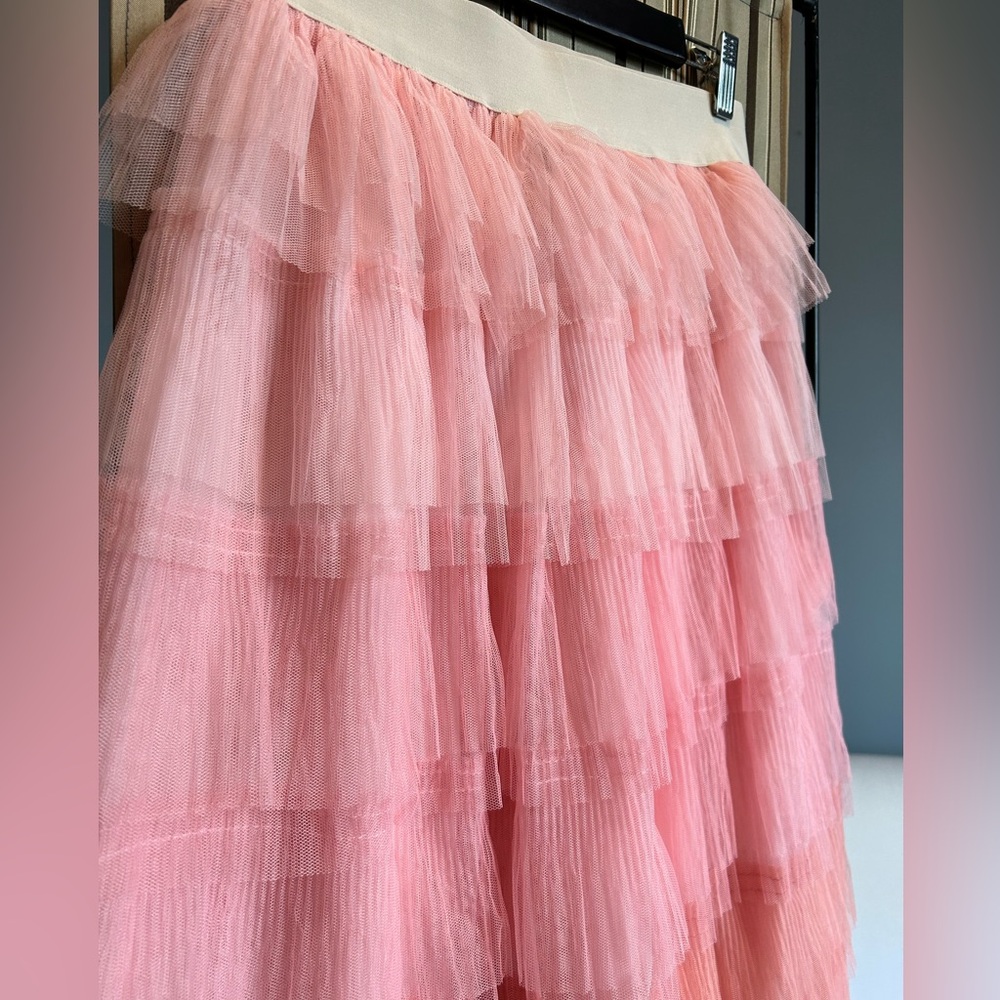 Ombré pink full length tulle skirt.